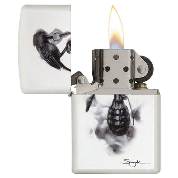 Zippo Spazuk White Matte Windproof Flame Lighter