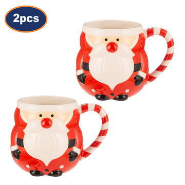 2Pc Father Christmas Ceramic Mug Set