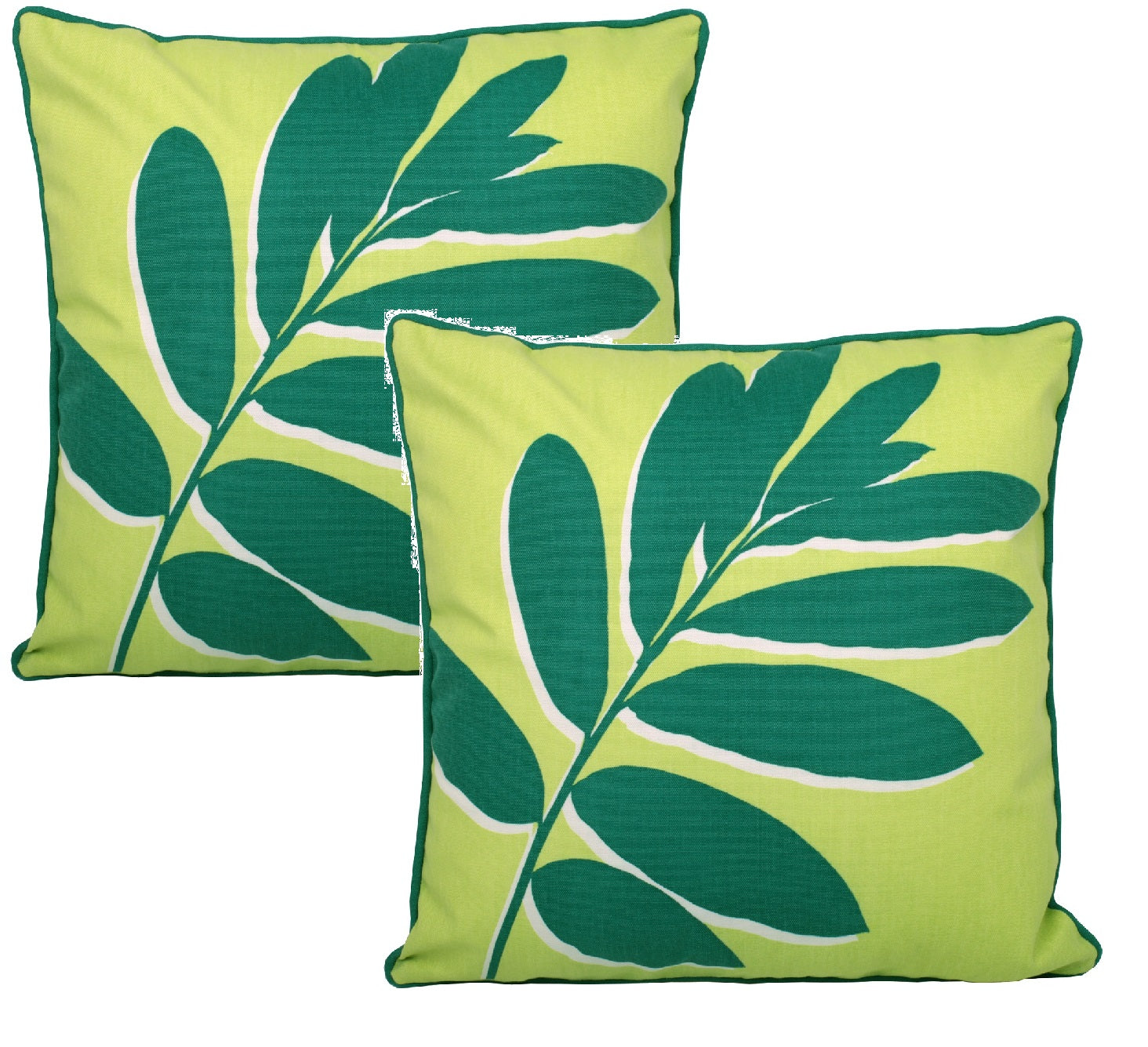 2pc Outdoor Filled Cushion Cover Green Leaf