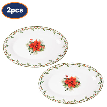 2Pcs 40cm Porcelain Christmas Serving Platters