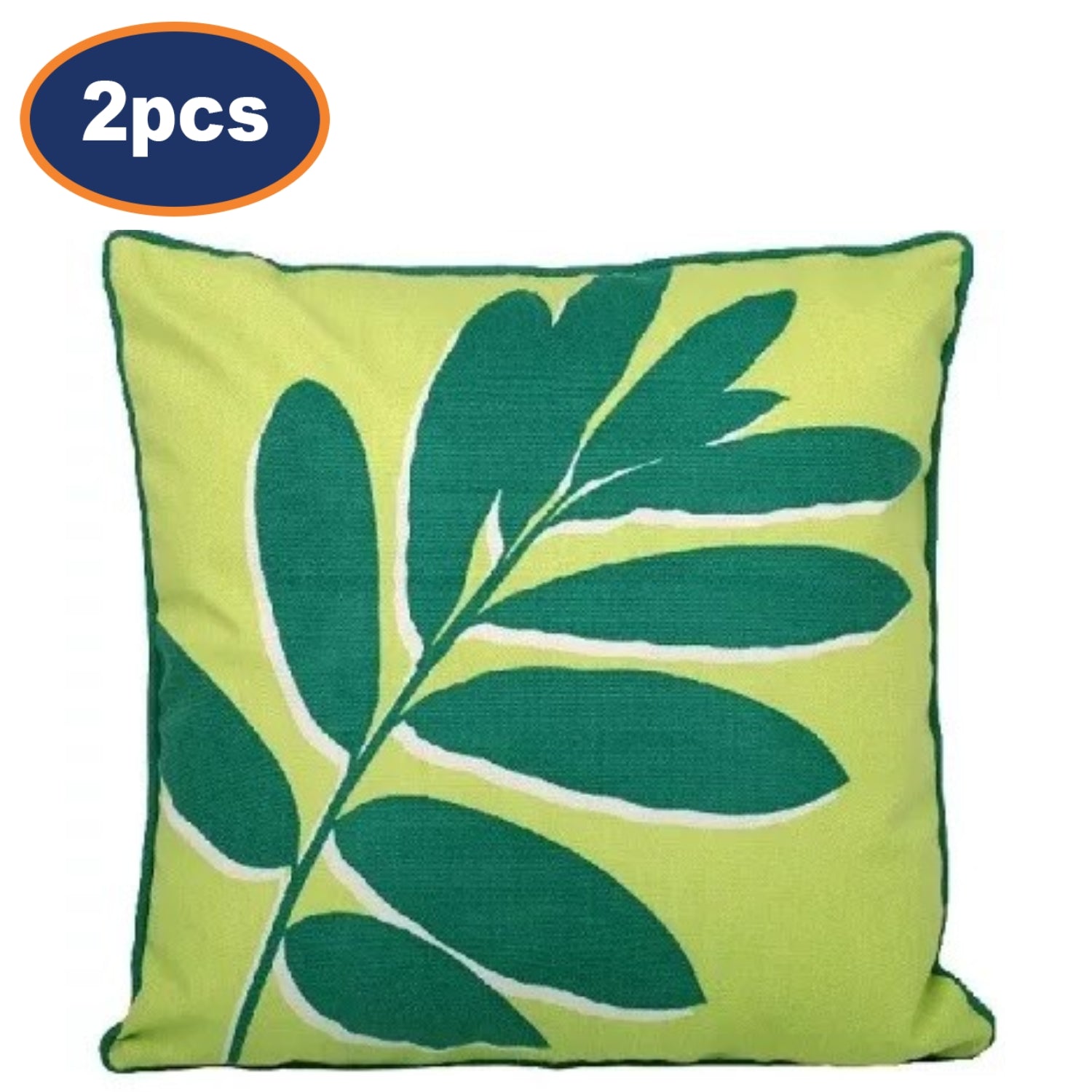 2pc Outdoor Filled Cushion Cover Green Leaf
