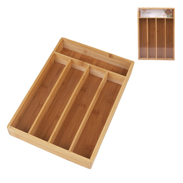 5 Compartment Wooden Cutlery Tray