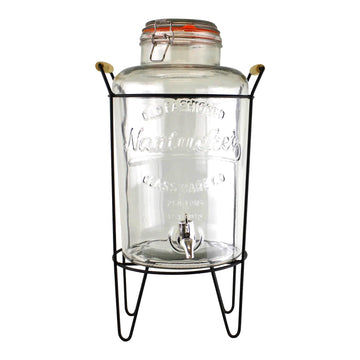 Drink Dispenser Large Vintage Findlandia Paneled Glass Vodka Jar W Spicket  Metal Wire Locking Lid Container Retro Flip Top Bar Storage Jar 