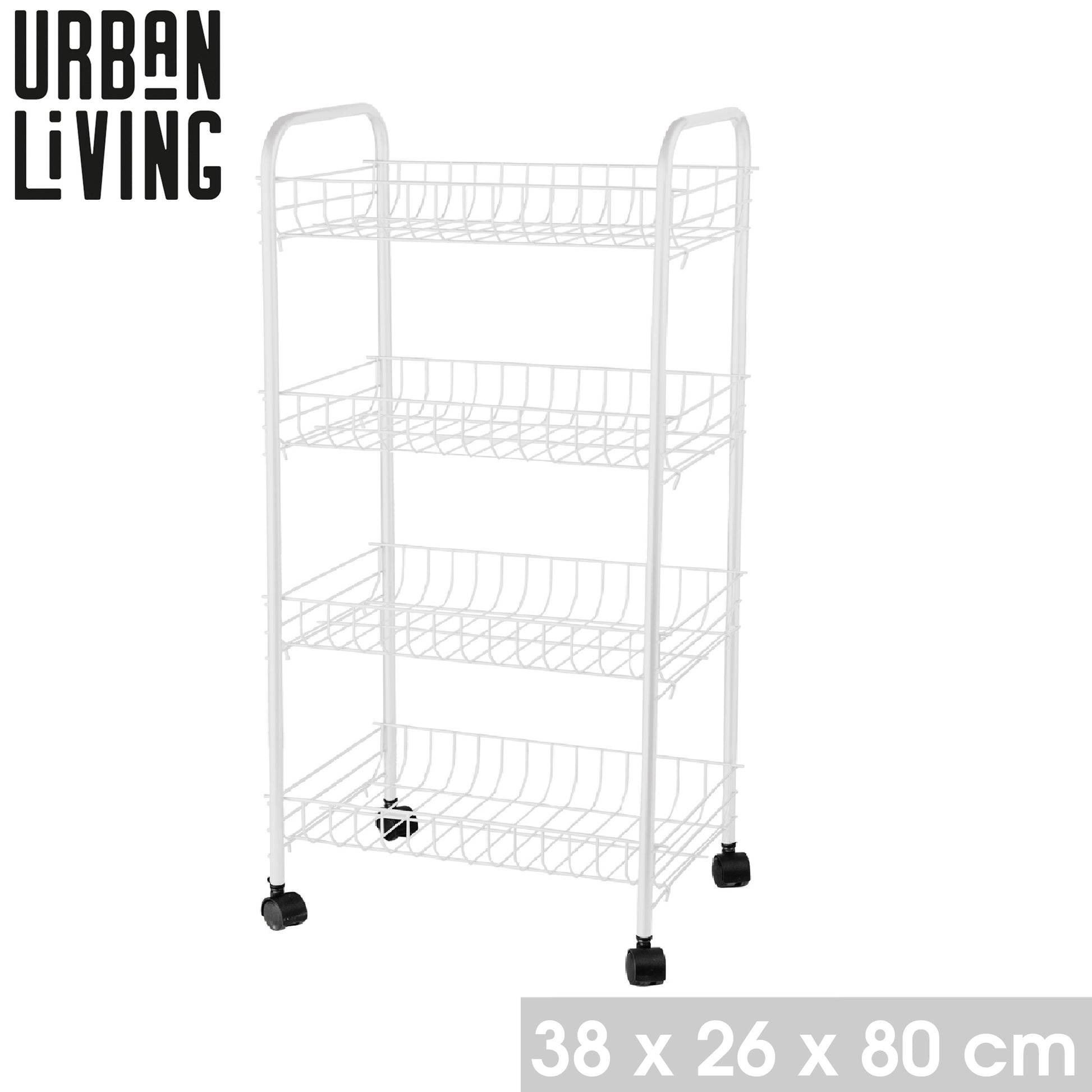 White 4 Tiers Storage Trolley