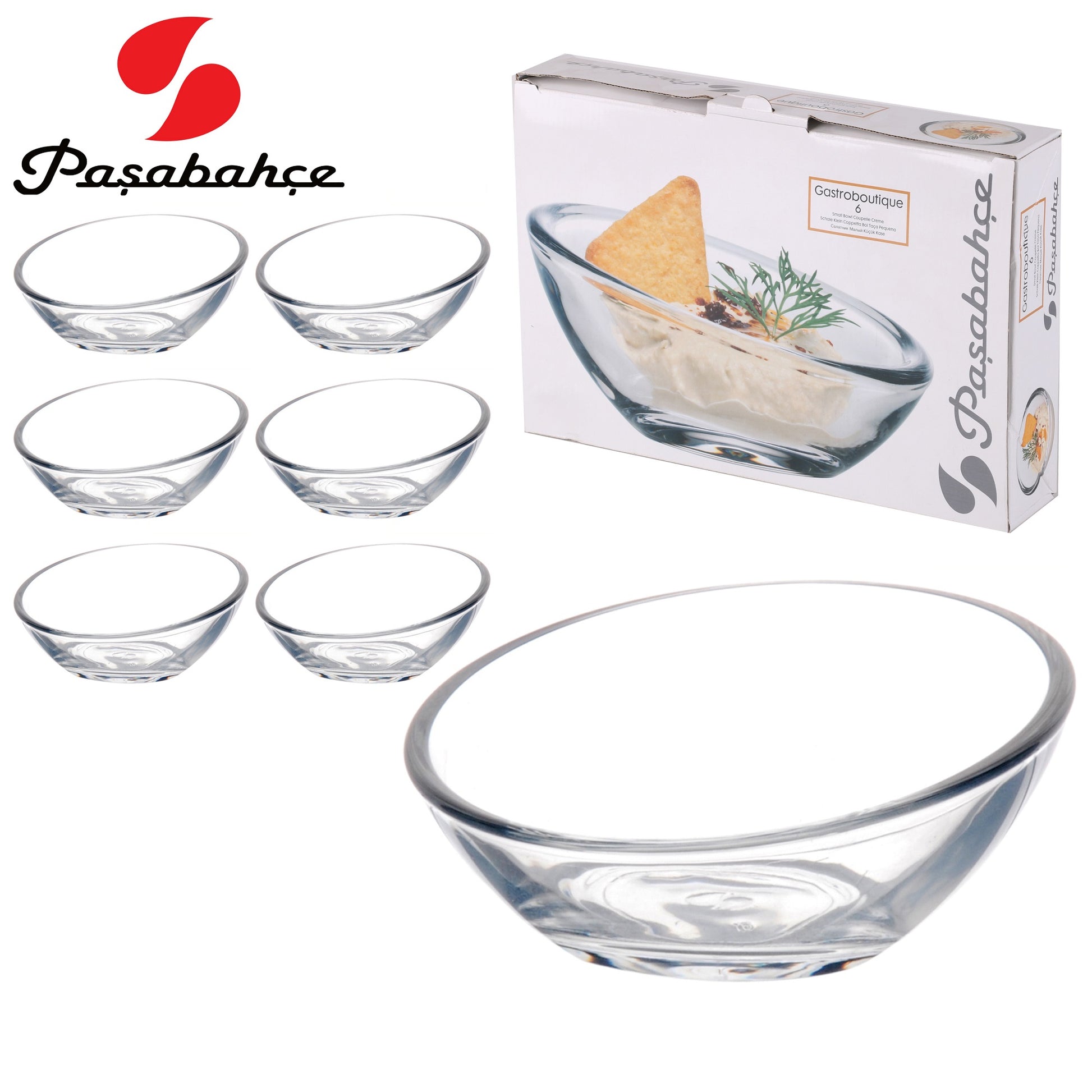 Set of 6 Clear Glass Tapas Dessert Serving Dish Sundae Bowls