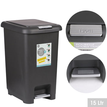 15L Dustbin with Lever Dark Grey