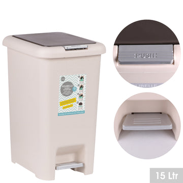 15L Dustbin with Lever Cream