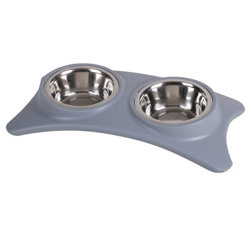 Double Pet Bowl Dog Cat Twin Food Water Dish Feeding Bowls