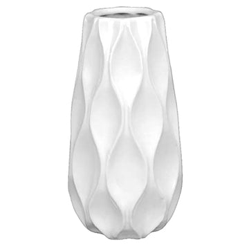 White Vase Small Wave Design Ceramic Flower Ornament