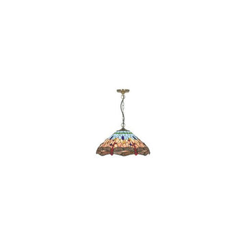 Dragonfly Tiffany 16 Inch Bowl Pendant Light With Suspension