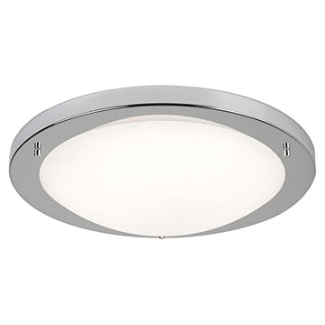 LED Satin Silver & Opal Glass IP44 Flush