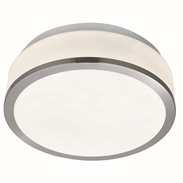 Cheese 28cm 2 Light Satin Silver Glass Shade Flush