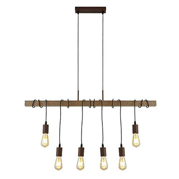 Barn 6 Light  Wood Brown/Black Pendant