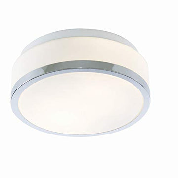 Cheese 23cm 2 Light Chrome White Glass Shade Flush