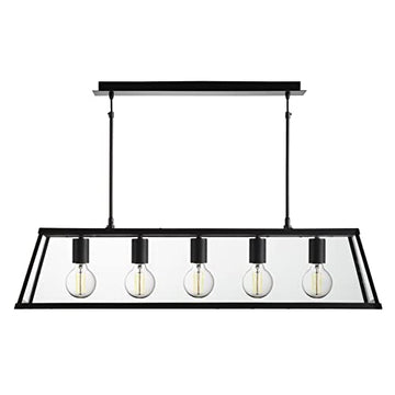 Voyager 5 Light Matt Black & Glass Bar Pendant