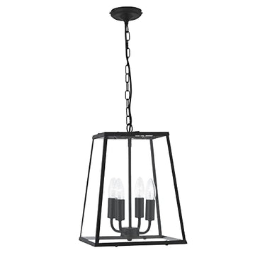 Lantern Noir 4 Light Matt Black & Glass Pendant