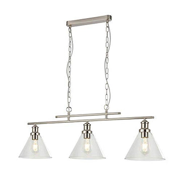Pyramid 3 Light  Satin Silver Clear Glass Shade Pendant