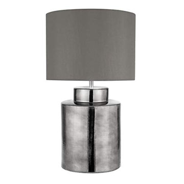 Searchlight Artisan 1 Light Chrome Table Lamp Grey Shade