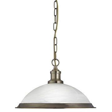 Bistro Antique Brass  Acid Glass Shade Ceiling Pendant