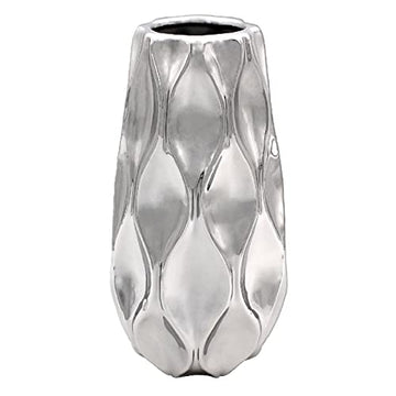 Silver Vase Small Wave Design Ceramic Flower Ornament