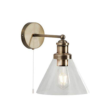 Pyramid Antique Brass Glass Shade Wall Light