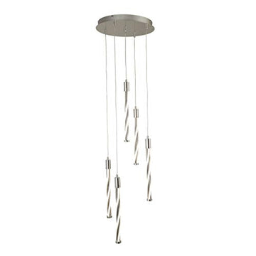 Twister 5 Light LED Chrome Multi-Drop Pendant