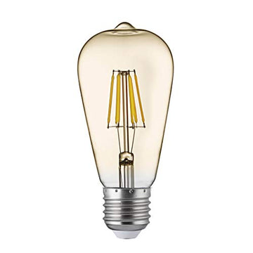 Led Lamps Pack X 5 Amber Glass Filament Squirrel Bulb E27 6W 600Lm