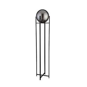 Amsterdam Matt Black Floor Lamp Smoked Glass
