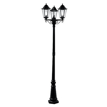 Alex 220cm 3Light Silk Black Metal & Glass IP44 Outdoor Post