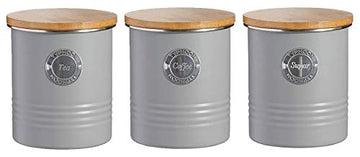 Typhoon Living Grey Tea Coffee Sugar Canister Set