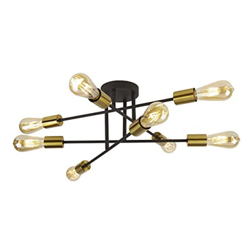Armstrong 8 Light Black & Satin Brass Ceiling Light