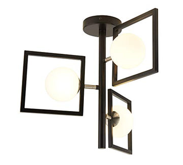 Rosewell 3 Light Matt Black & Opal Pendant