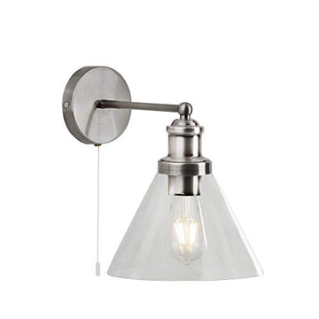 Pyramid Satin Silver Glass Shade Wall Light