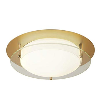 30cm Gold With Glass Halo Ring Ip44 LED Bathroom Flush