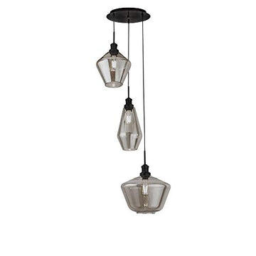 Mia 3 Lights Black & Smoked Glass Pendant