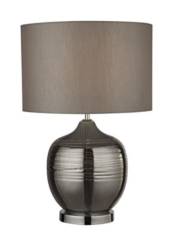 Smoked Ridged Detail Glass Table Lamp