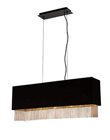 Fringe 4 Light Black Shade With Gold Chain Pendant
