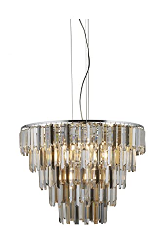 Clarissa 9 Light Chrome Clear Amber Smoked Crystal Prism Flush