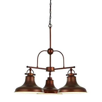 Searchlight Dallas 3 Light Industrial Pendant Antique Brown