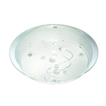 25cm Round Clear Beads Glass Flush Ceiling Light