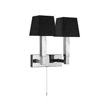 Buckingham 2 Light Wall Light SS & Cc With Black Shade