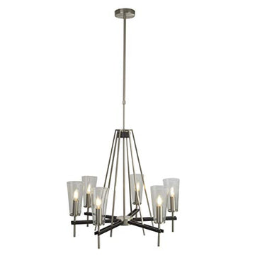 Danika Swing 6 Light Satin Silver With Black Detail Pendant