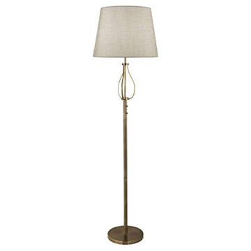 Vegas LED Antique Brass With Oatmeal Shade Floor Lamp