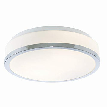 Cheese 28cm 2 Light Chrome White Glass Shade Flush