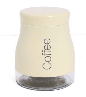 Cream Glass Stainless Steel Coffee Jar