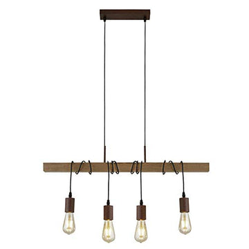 Searchlight Barn 4 Light Pendant With Wood Brown/Black