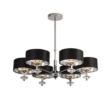 New Orleans 6 Lights Chrome & Black Shade Ceiling Pendant