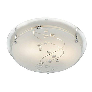 32cm Round 2 Lights Clear Beads Glass Flush Ceiling Lights