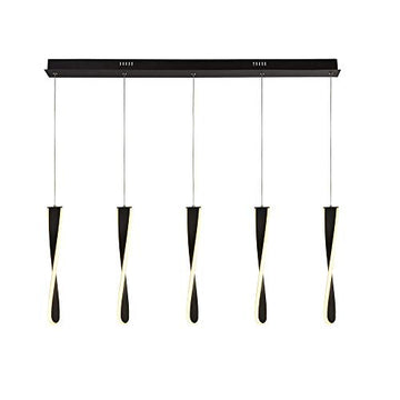 Paddle 5 Light Black Metal & Opal LED Bar Pendant