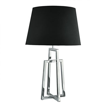 Chrome Crossed Frame Table Lamp With Black Tapered Shade